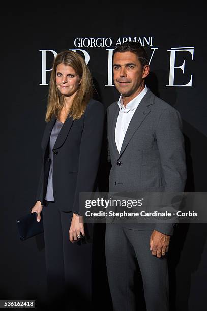 Athina Onassis and her husband Alvaro de Miranda Neto attend the Giorgio Armani Prive show as part of Paris Fashion Week Haute-Couture Fall/Winter...