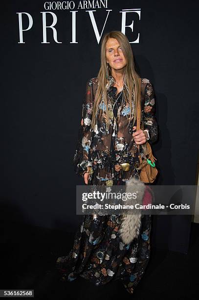 Anna Dello Russo attends the Giorgio Armani Prive show as part of Paris Fashion Week Haute-Couture Fall/Winter 2015/2016. Held at Palais de Chaillot...