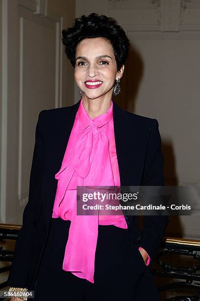 Farida Khelfa attends the Jean Paul Gaultier show as part of Paris Fashion Week Haute Couture Fall/Winter 2015/2016 on July 8, 2015 in Paris, France.