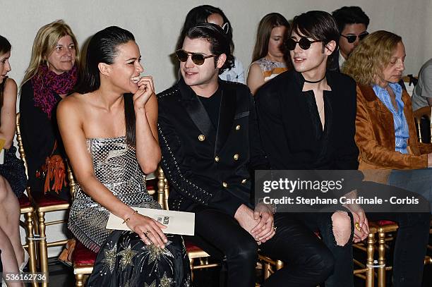 Actress Michelle Rodriguez, Peter Brant and Harry Brant attend the Jean Paul Gaultier show as part of Paris Fashion Week Haute Couture Fall/Winter...