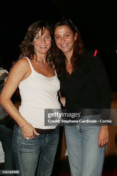 French TV hosts Marine Vignes and Sandrine Quetier.