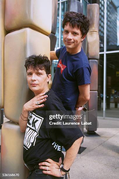 Two members from the French rock band "Indochine", Stéphane et Nicolas Sirkis, during the Francofolies Festival of Montreal.