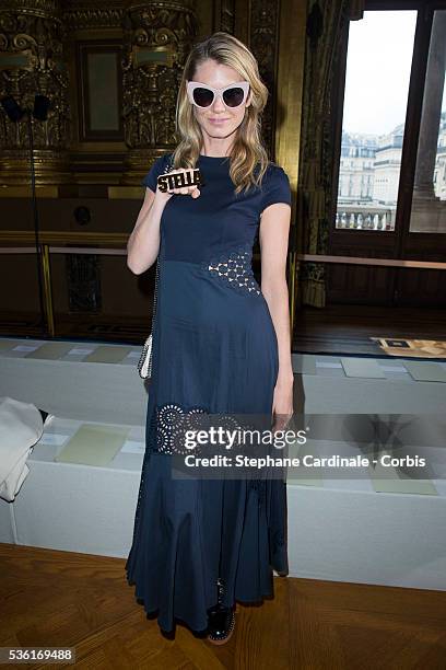 Angela Lindvall attends the Stella McCartney show as part of the Paris Fashion Week Womenswear Spring/Summer 2016. Held at Opera Garnier on October...