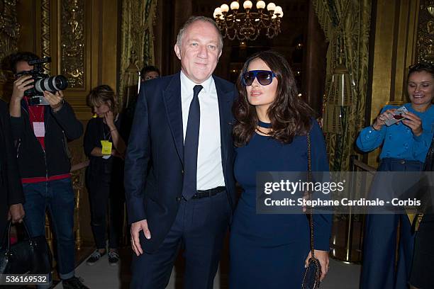 Francois-Henri Pinault and Salma Hayek attend the Stella McCartney show as part of the Paris Fashion Week Womenswear Spring/Summer 2016. Held at...
