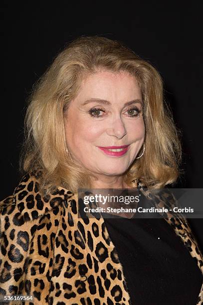 Catherine Deneuve attends the Saint Laurent show as part of the Paris Fashion Week Womenswear Spring/Summer 2016 on October 5, 2015 in Paris, France.