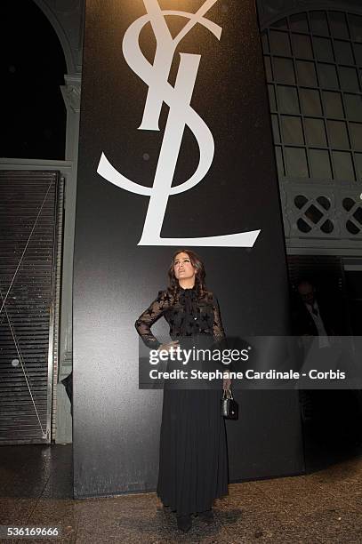 Salma Hayek attends the Saint Laurent show as part of the Paris Fashion Week Womenswear Spring/Summer 2016 on October 5, 2015 in Paris, France.