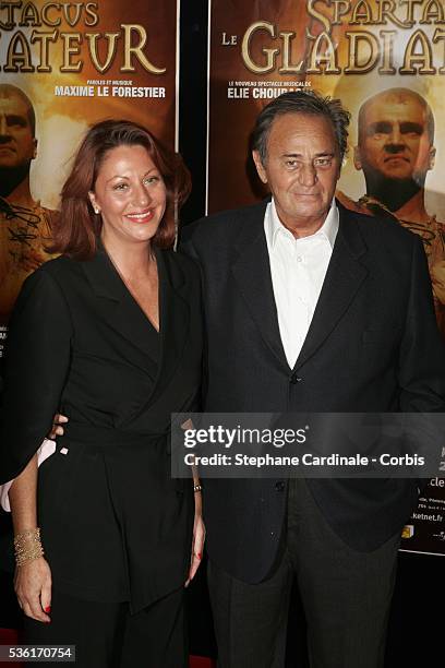 French actor Roger Hanin and his daughter attend the premiere of the show "Gladiateur" directed by Elie Chouraqui at the Palais des Sports.