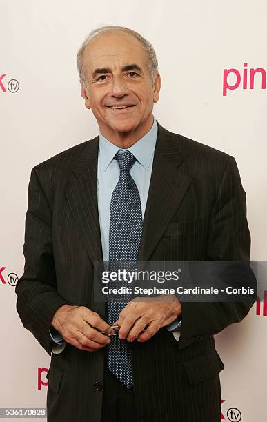 Jean-Pierre Elkabach in the studio during the launch of France's first gay television channel "Pink TV."