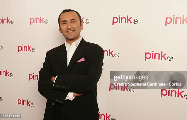 Pascal Houzelot in the studio during the launch of France's first gay television channel "Pink TV."