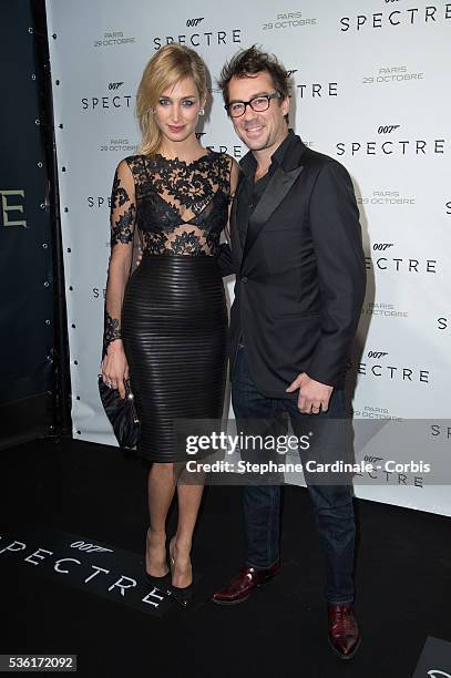 Pauline Lefevre with her husband Julien Ansault attend the 'Spectre' Paris Premiere at Le Grand Rex on October 29, 2015 in Paris, France.