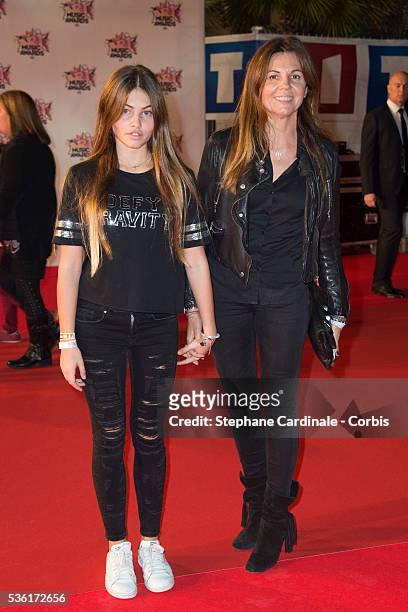 Veronika Loubry and her daughter Thylane Blondeau arrive at the 17th NRJ Music Awards at Palais des Festivals on November 7, 2015 in Cannes, France.