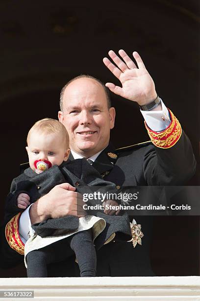 Prince Albert II of Monaco and Princess Gabriella of Monaco at the Balcony Palace during the Monaco National Day Celebrations, on November 19, 2015...