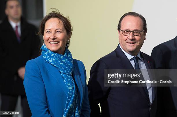 French Minister for Ecology, Sustainable Development and Energy Segolene Royal , and French President Francois Hollande during the COP21 United...