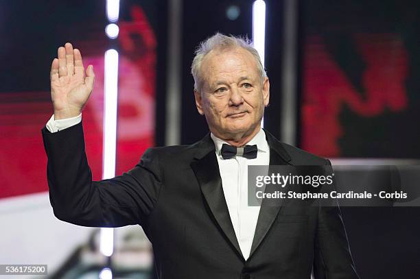 Bill Murray react after he received his Tribute Award during the Opening Ceremony of the 15th Marrakech International Film Festival, on December 4 in...