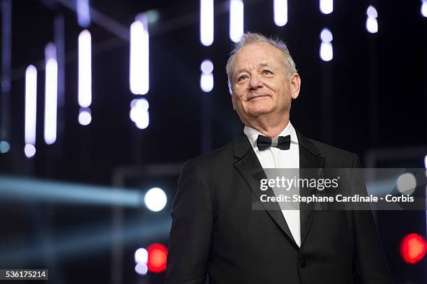 Bill Murray react after he received his Tribute Award during the Opening Ceremony of the 15th Marrakech International Film Festival, on December 4 in...