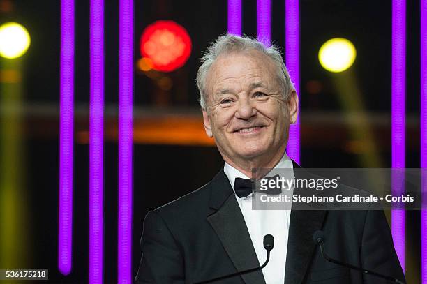 Bill Murray react after he received his Tribute Award during the Opening Ceremony of the 15th Marrakech International Film Festival, on December 4 in...