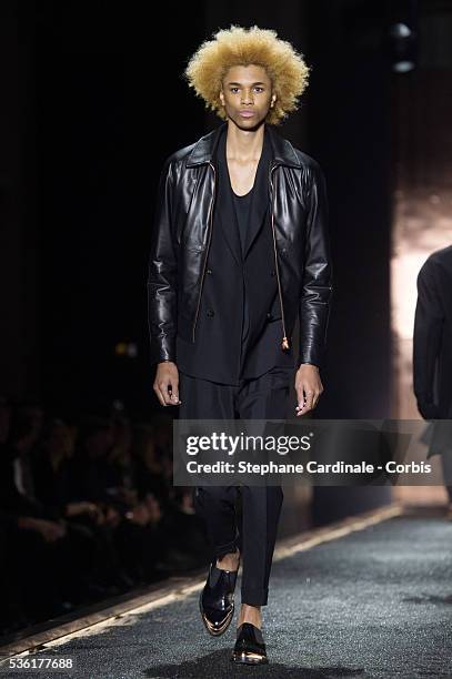 Model walks the runway during the Berluti Menswear Fall/Winter 2016-2017 show as part of Paris Fashion Week on January 22, 2016 in Paris, France.