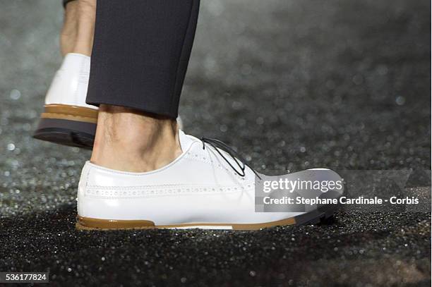 Shoes of a model is seen as he walks the runway during the Berluti Menswear Fall/Winter 2016-2017 show as part of Paris Fashion Week on January 22,...