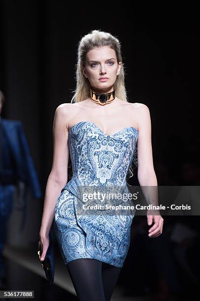 Model walks the runway during the Balmain Menswear Fall/Winter 2016-2017 show as part of Paris Fashion Week on January 23, 2016 in Paris, France.