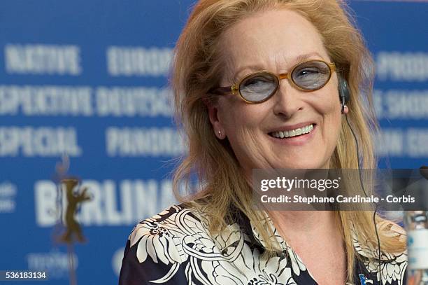 Mery Streep attends the International Jury Press Conference during the 66th Berlinale International Film Festival at Grand Hyatt Hotel on February...