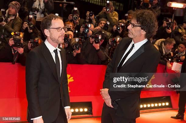 Directors Ethan Coen and Joel Coen attend the 'Hail, Caesar!' premiere during the 66th Berlinale International Film Festival at Berlinale Palace on...