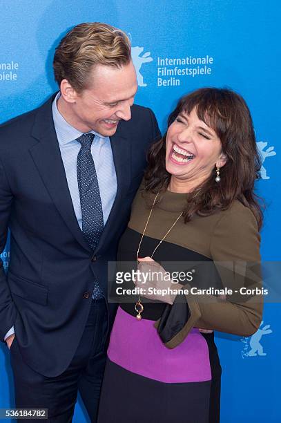 Actor Tom Hiddleston and director Susanne Bier attend the 'The Night Manager' premiere during the 66th Berlinale International Film Festival Berlin...