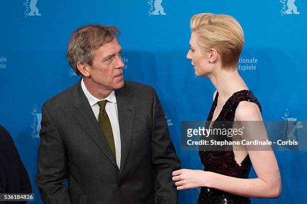 Actors Hugh Laurie and Elizabeth Debicki attend the 'The Night Manager' premiere during the 66th Berlinale International Film Festival Berlin at Haus...