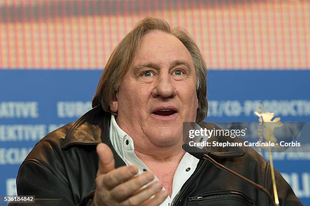 Actor Gerard Depardieu attends the 'Saint Amour' press conference during the 66th Berlinale International Film Festival Berlin at Grand Hyatt Hotel...