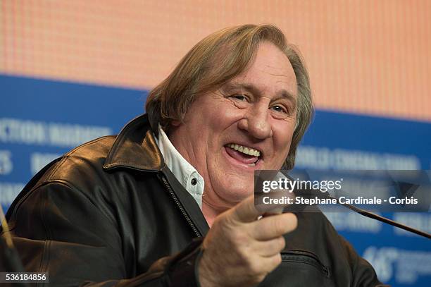 Actor Gerard Depardieu attends the 'Saint Amour' press conference during the 66th Berlinale International Film Festival Berlin at Grand Hyatt Hotel...