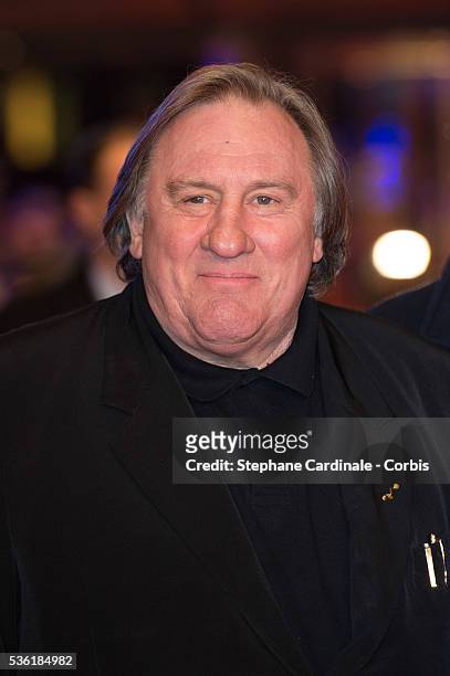 Actor Gerard Depardieu attends the 'Saint Amour' premiere during the 66th Berlinale International Film Festival Berlin at Berlinale Palace on...