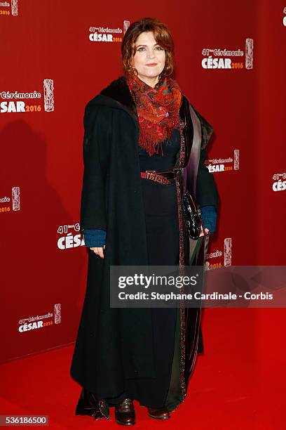 Agnes Jaoui arrives at the Cesar Film Awards 2016 at Theatre du Chatelet on February 26, 2016 in Paris, France.