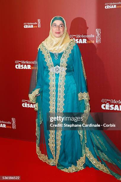 Soria Zeroual arrives at the Cesar Film Awards 2016 at Theatre du Chatelet on February 26, 2016 in Paris, France.