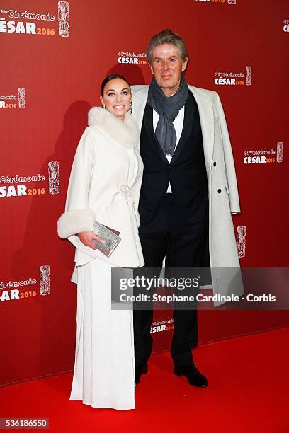 Dominique Desseigne and Alexandra Cardinale arrive at the Cesar Film Awards 2016 at Theatre du Chatelet on February 26, 2016 in Paris, France.