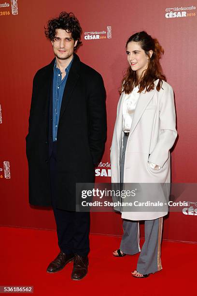 Louis Garrel and guest arrive at the Cesar Film Awards 2016 at Theatre du Chatelet on February 26, 2016 in Paris, France.
