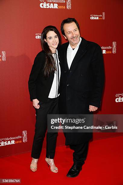Jean-Hugues Anglade and guest arrive at the Cesar Film Awards 2016 at Theatre du Chatelet on February 26, 2016 in Paris, France.