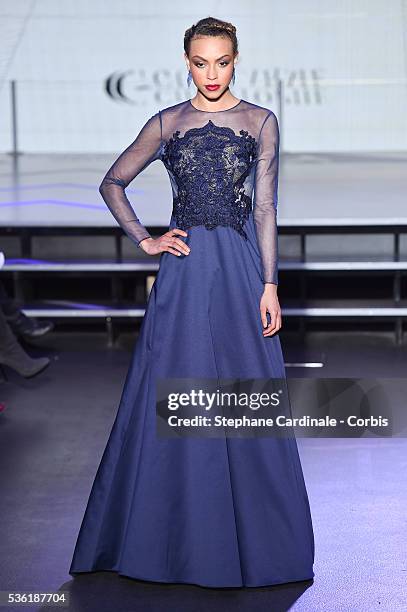 Model walks the runway during the Christophe Guillarme show as part of the Paris Fashion Week Womenswear Fall/Winter 2016/2017 on March 2, 2016 in...