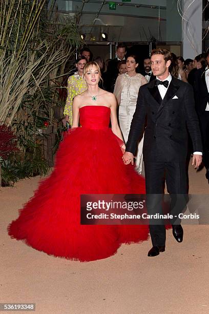 Beatrice and Pierre Casiraghi attend The 62nd Rose Ball To Benefit The Princess Grace Foundation at Sporting Monte-Carlo on March 19, 2016 in...