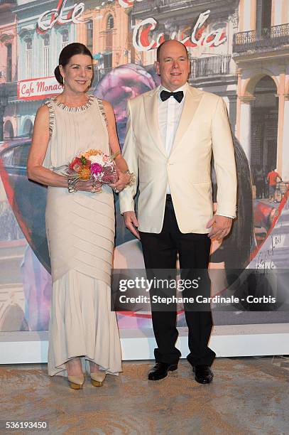 Princess Caroline of Hanover and Prince Albert II of Monaco attend The 62nd Rose Ball To Benefit The Princess Grace Foundation at Sporting...