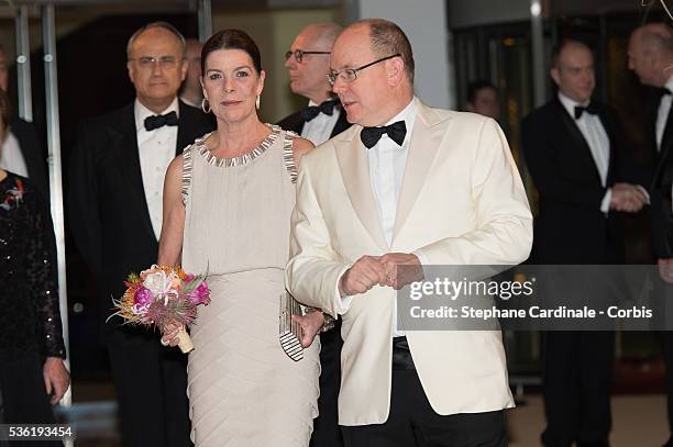 Princess Caroline of Hanover and Prince Albert II of Monaco attend The 62nd Rose Ball To Benefit The Princess Grace Foundation at Sporting...