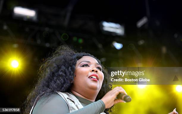 Lizzo performs at the Boston Calling Music Festival at City Hall Plaza in Boston, Mass. On Saturday, May 28, 2016.