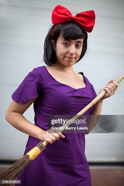 Sabrina Emirali-Sheldon playing Kiki the witch from the film Kiki's Delivery Service by Studio Ghibli attending the London Film and Comic Con LFCC is...