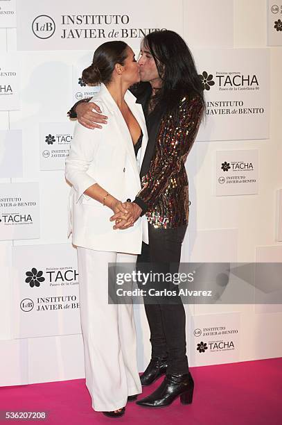 Vicky Martin Berrocal and Mario Vaquerizo attend Tacha Beauty and Javier De Benito Institute party at the Santa Coloma Palace on May 31, 2016 in...