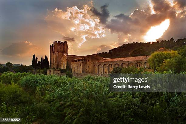 Mediaeval Abbey still in use by the Augustine order, Lagrasse, southern France