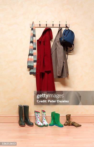 family coat rack - casacca foto e immagini stock
