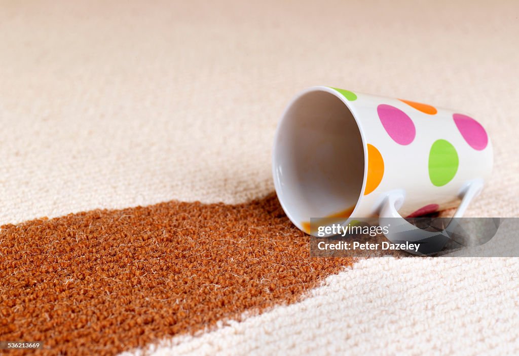 Coffee accident spill on carpet