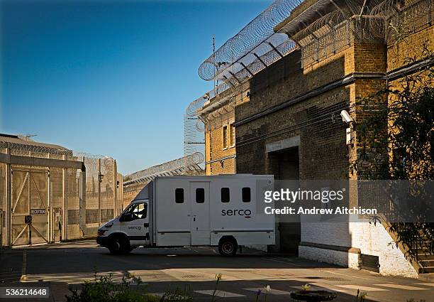Prisoners are transported to prison by SERCO in high security vans. HMP Wandsworth, London, United Kingdom.