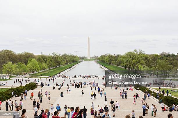 View of the National Mall looking towards the Washington Monument from the Lincoln Memorial.