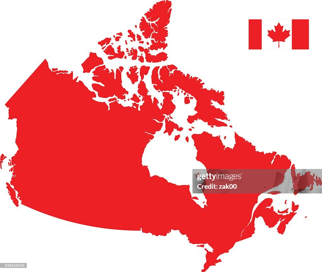 Canada Map silhouette with Flag