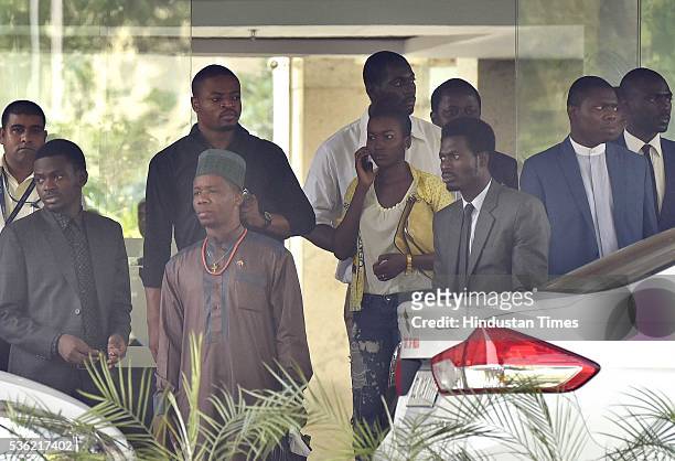 African Student Association members and Embassy officials arrive for meeting with External Affairs Minister Sushma Swaraj at Jawaharlal Nehru Bhawan...