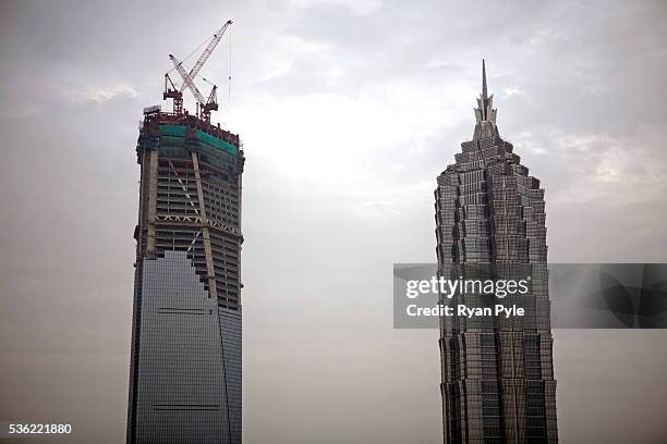 Images taken during the multi-year project of the building of the Mori Building-owned Shanghai World Financial Center in Shanghai, China.